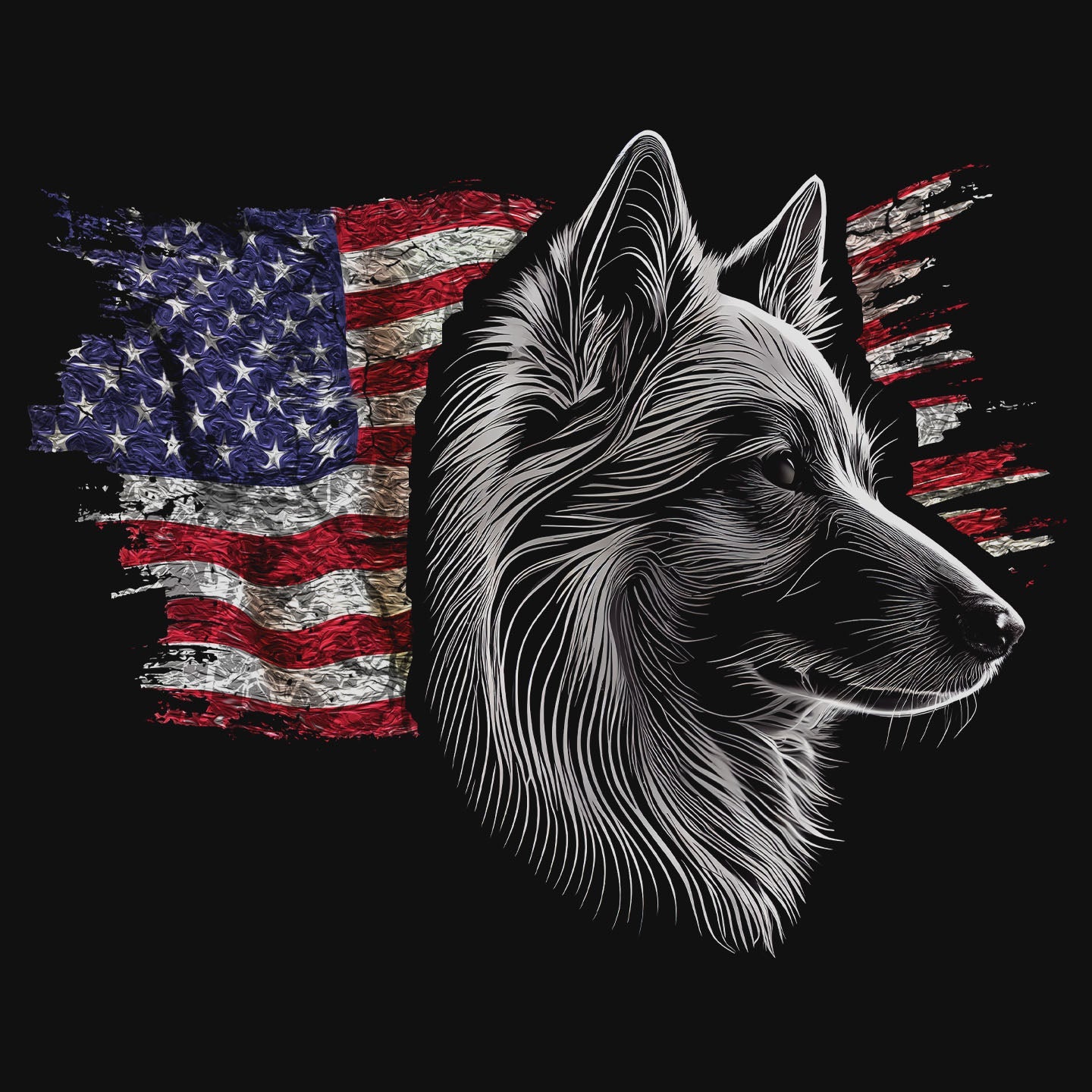 Patriotic Norwegian Buhund American Flag - Women's V-Neck T-Shirt
