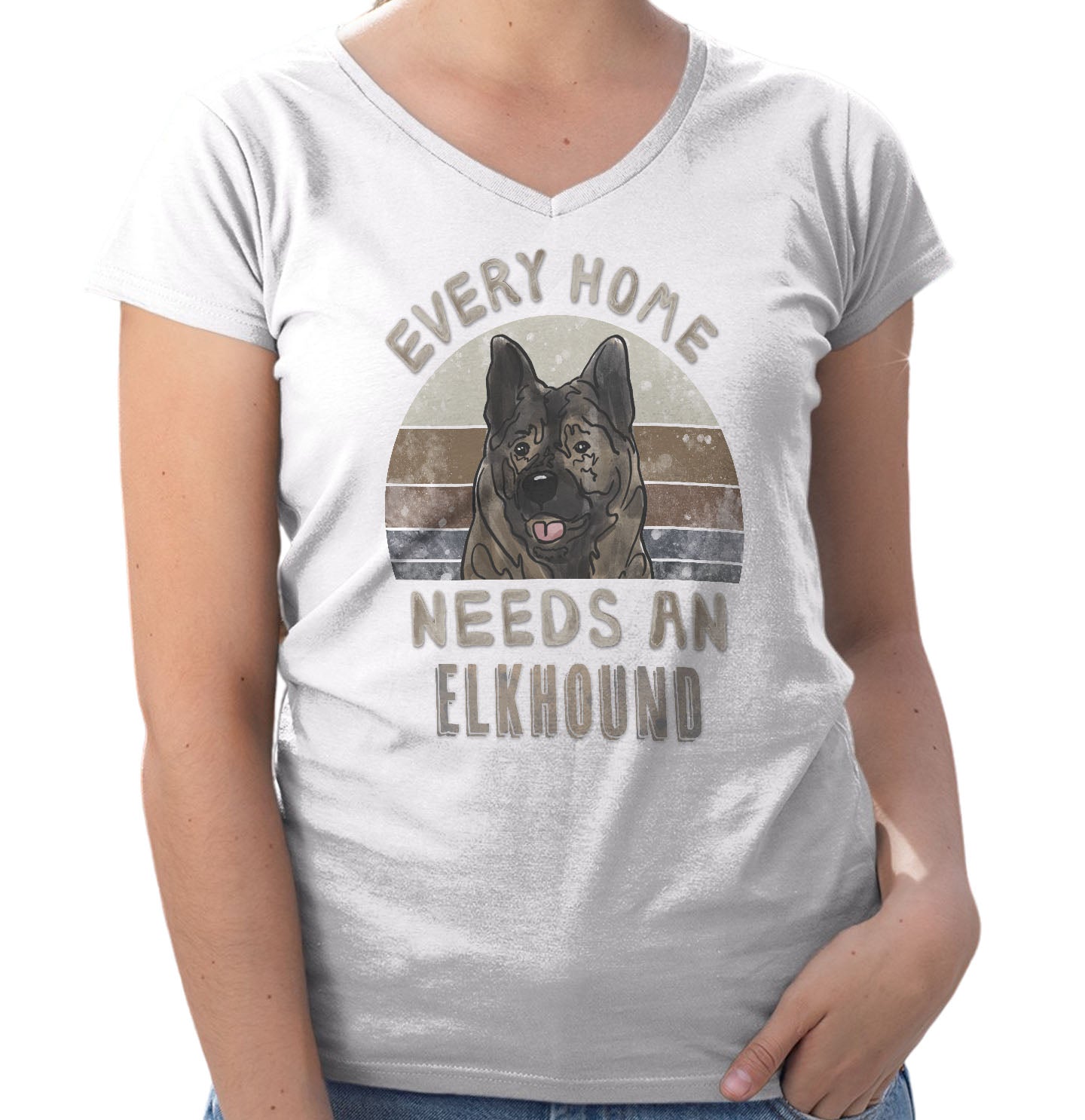 Every Home Needs a Norwegian Elkhound - Women's V-Neck T-Shirt