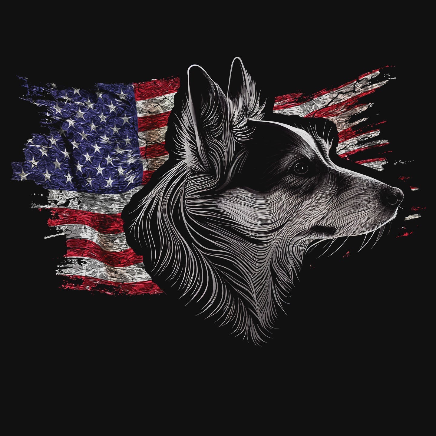 Patriotic Norwegian Lundehund American Flag - Adult Unisex T-Shirt