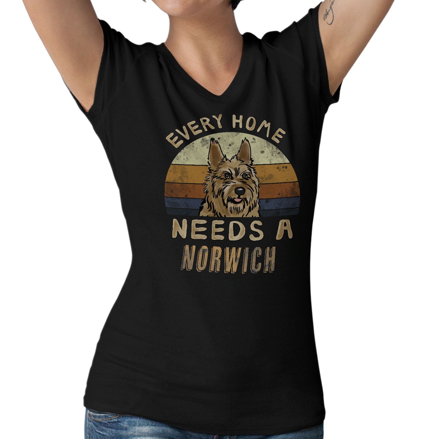 Every Home Needs a Norwich Terrier - Women's V-Neck T-Shirt