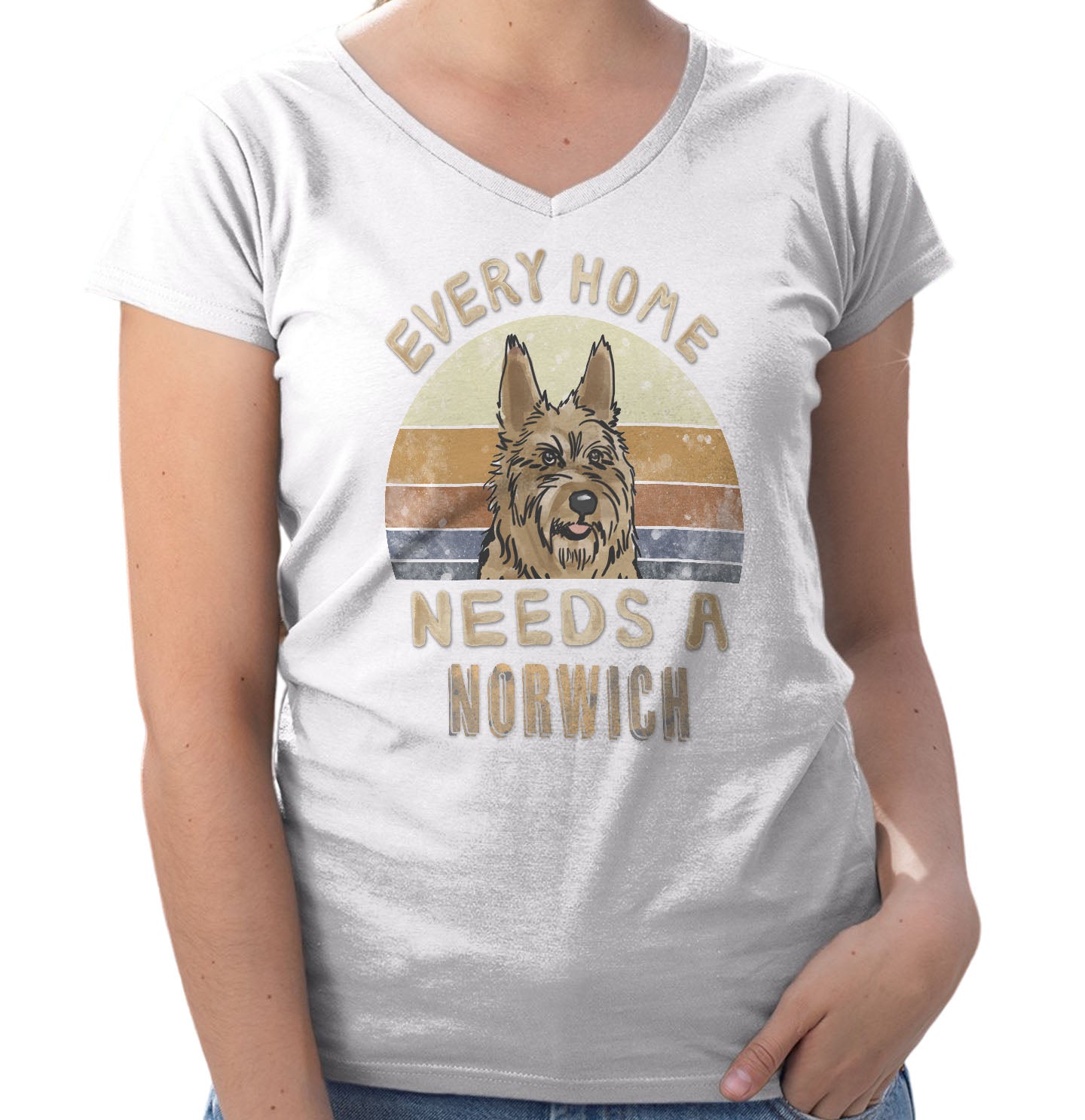 Every Home Needs a Norwich Terrier - Women's V-Neck T-Shirt