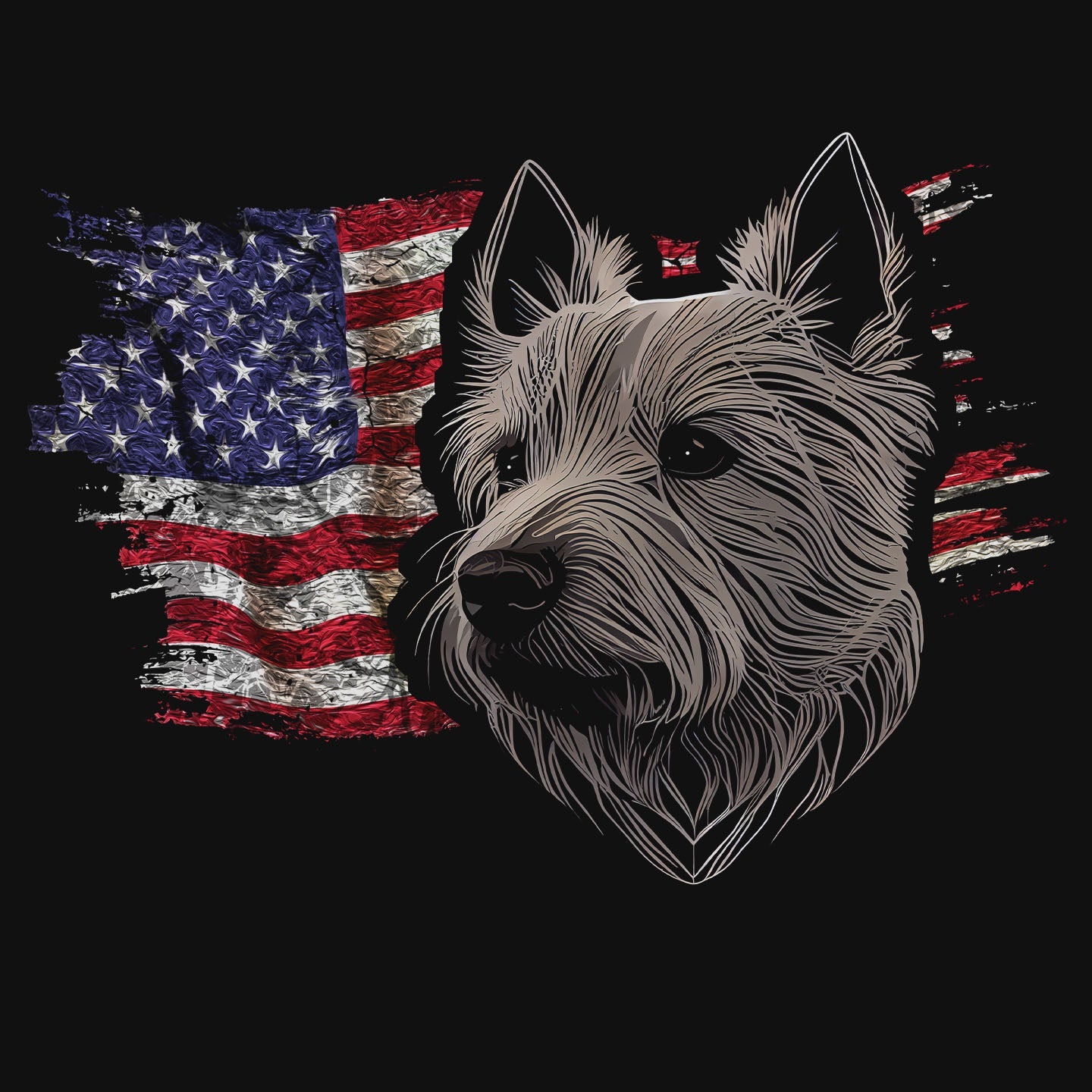 Patriotic Norwich Terrier American Flag - Adult Unisex T-Shirt