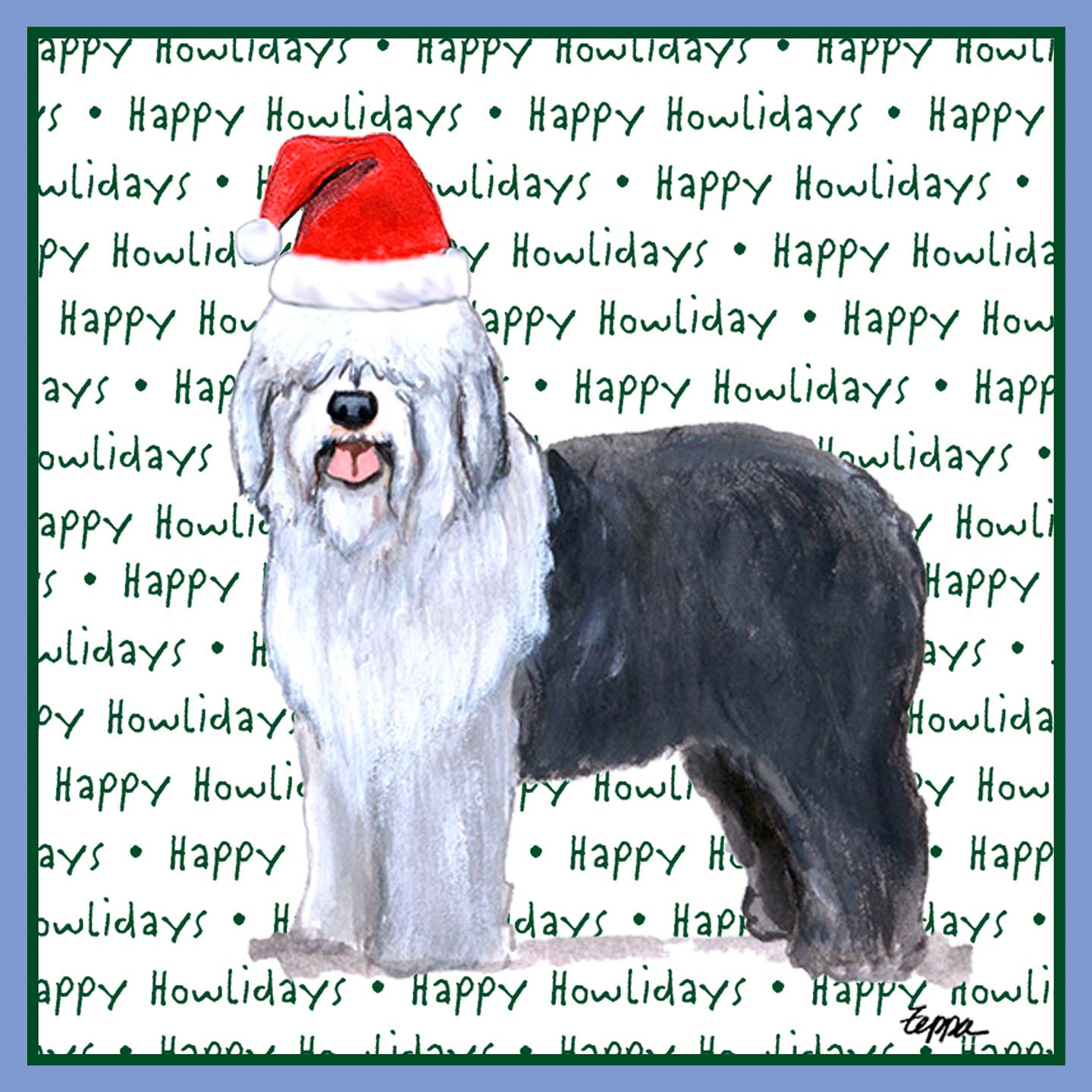 Old English Sheepdog Happy Howlidays Text - Women's Tri-Blend T-Shirt
