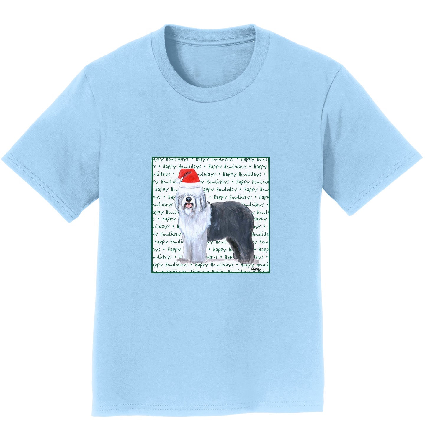 Old English Sheepdog Happy Howlidays Text - Kids' Unisex T-Shirt