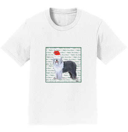 Old English Sheepdog Happy Howlidays Text - Kids' Unisex T-Shirt