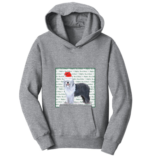 Old English Sheepdog Happy Howlidays Text - Kids' Unisex Hoodie Sweatshirt