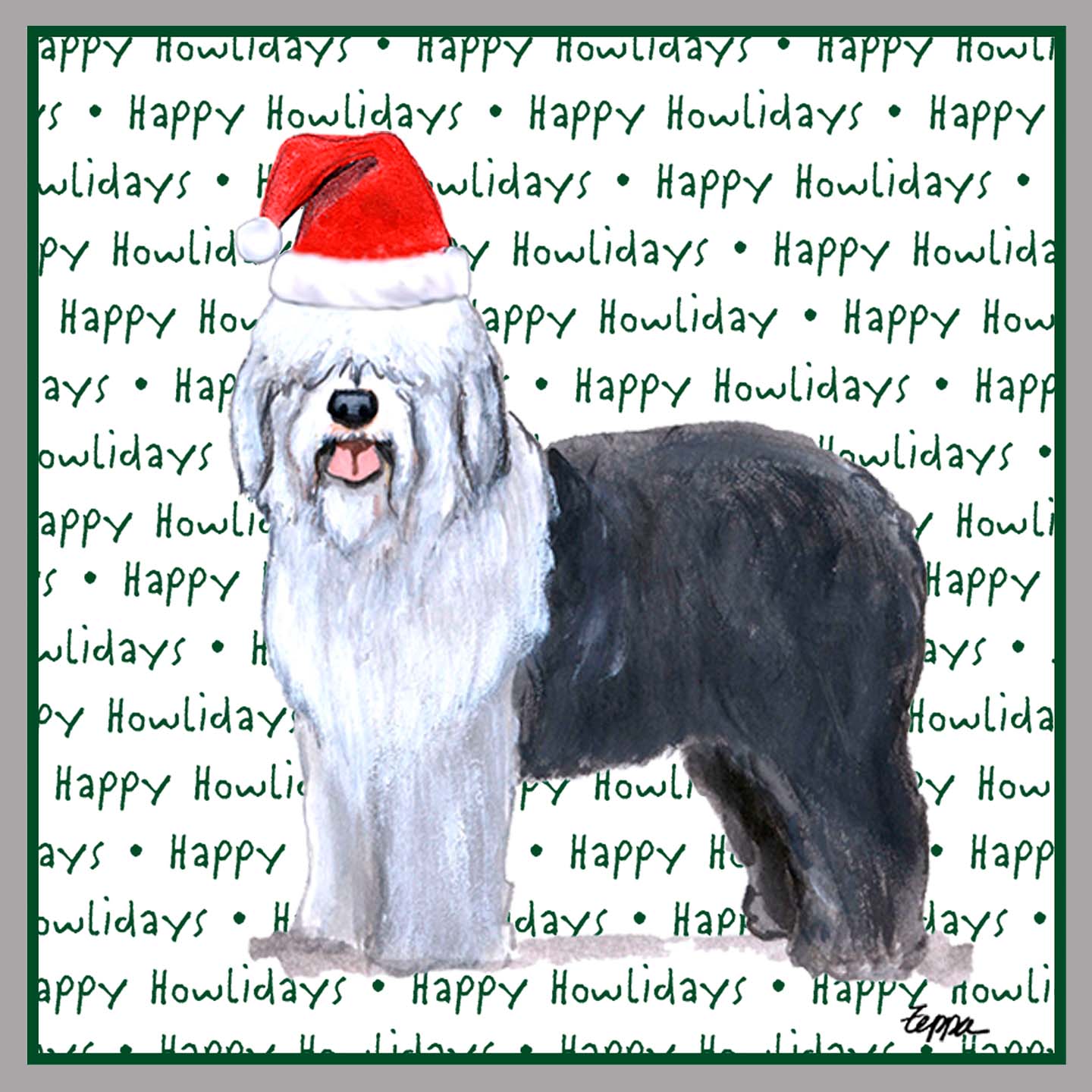 Old English Sheepdog Happy Howlidays Text - Kids' Unisex Hoodie Sweatshirt
