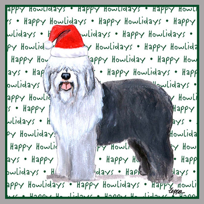 Old English Sheepdog Happy Howlidays Text - Kids' Unisex Hoodie Sweatshirt