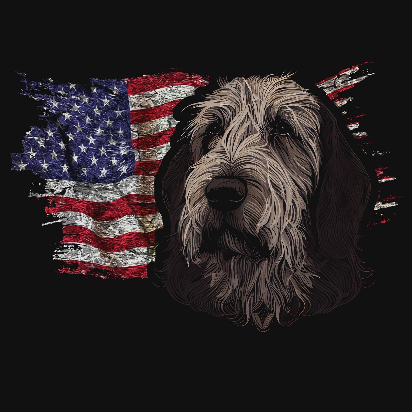 Patriotic Otterhound American Flag - Adult Unisex T-Shirt