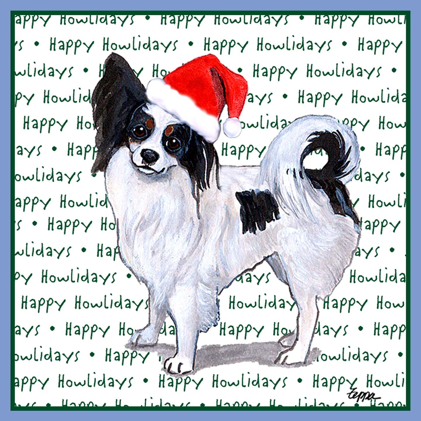 Papillon Happy Howlidays Text - Women's Tri-Blend T-Shirt