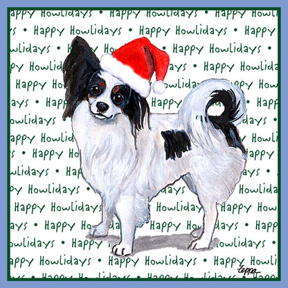 Papillon Happy Howlidays Text - Women's Tri-Blend T-Shirt