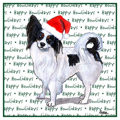 Papillon Happy Howlidays Text - Women's V-Neck T-Shirt