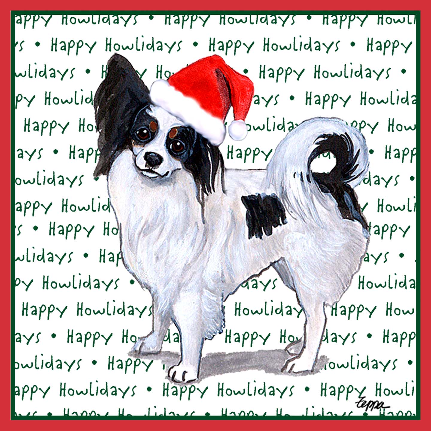 Papillon Happy Howlidays Text - Adult Unisex Long Sleeve T-Shirt