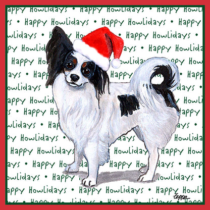 Papillon Happy Howlidays Text - Adult Unisex Long Sleeve T-Shirt