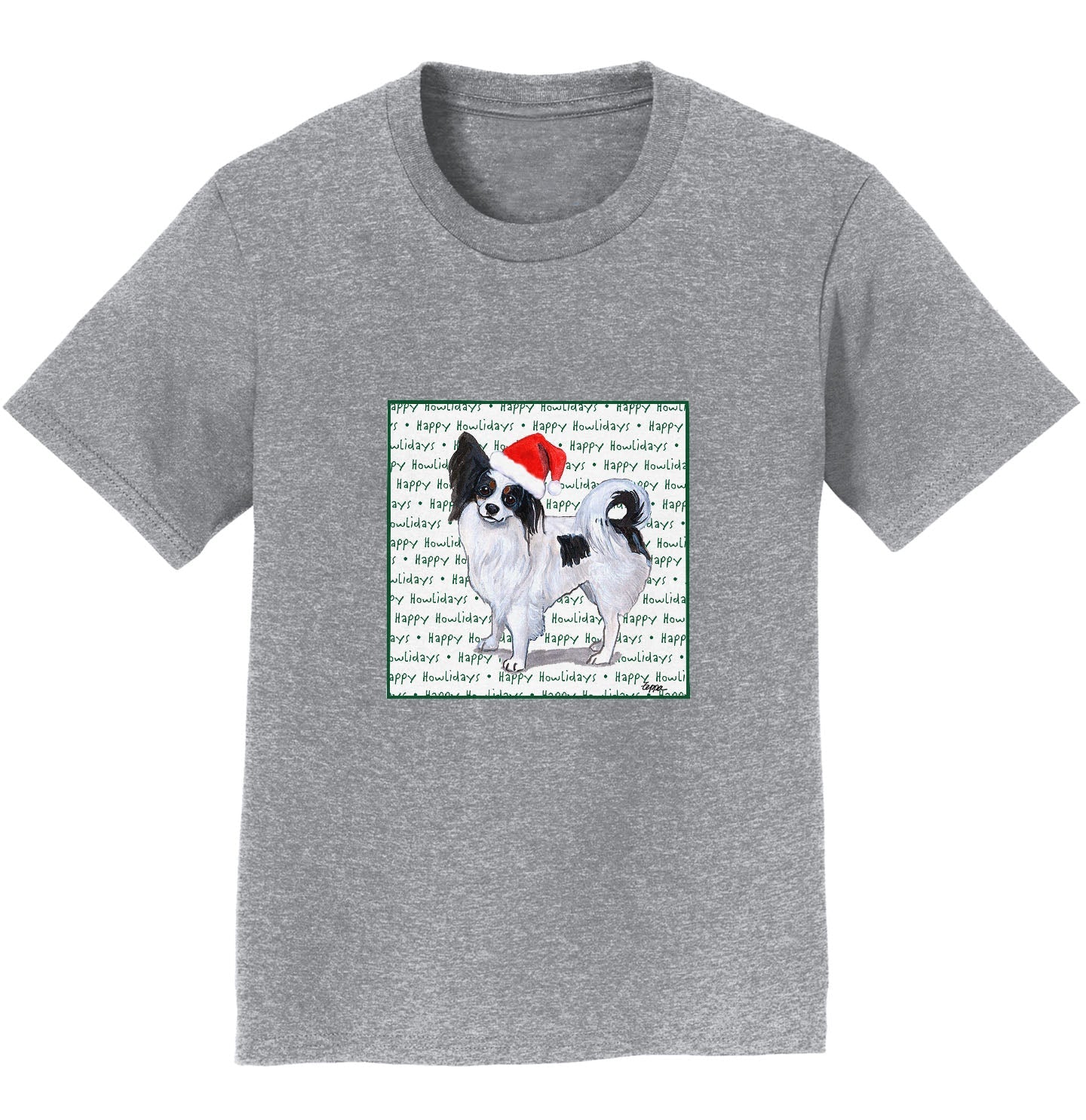 Papillon Happy Howlidays Text - Kids' Unisex T-Shirt