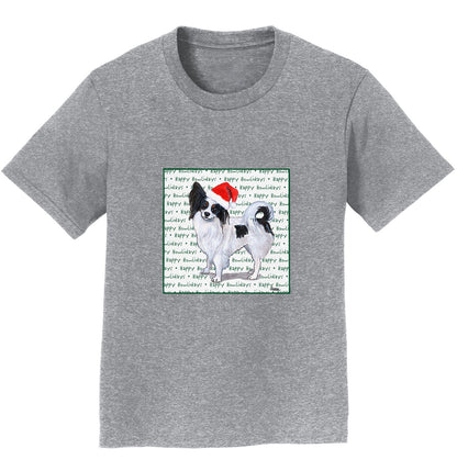 Papillon Happy Howlidays Text - Kids' Unisex T-Shirt