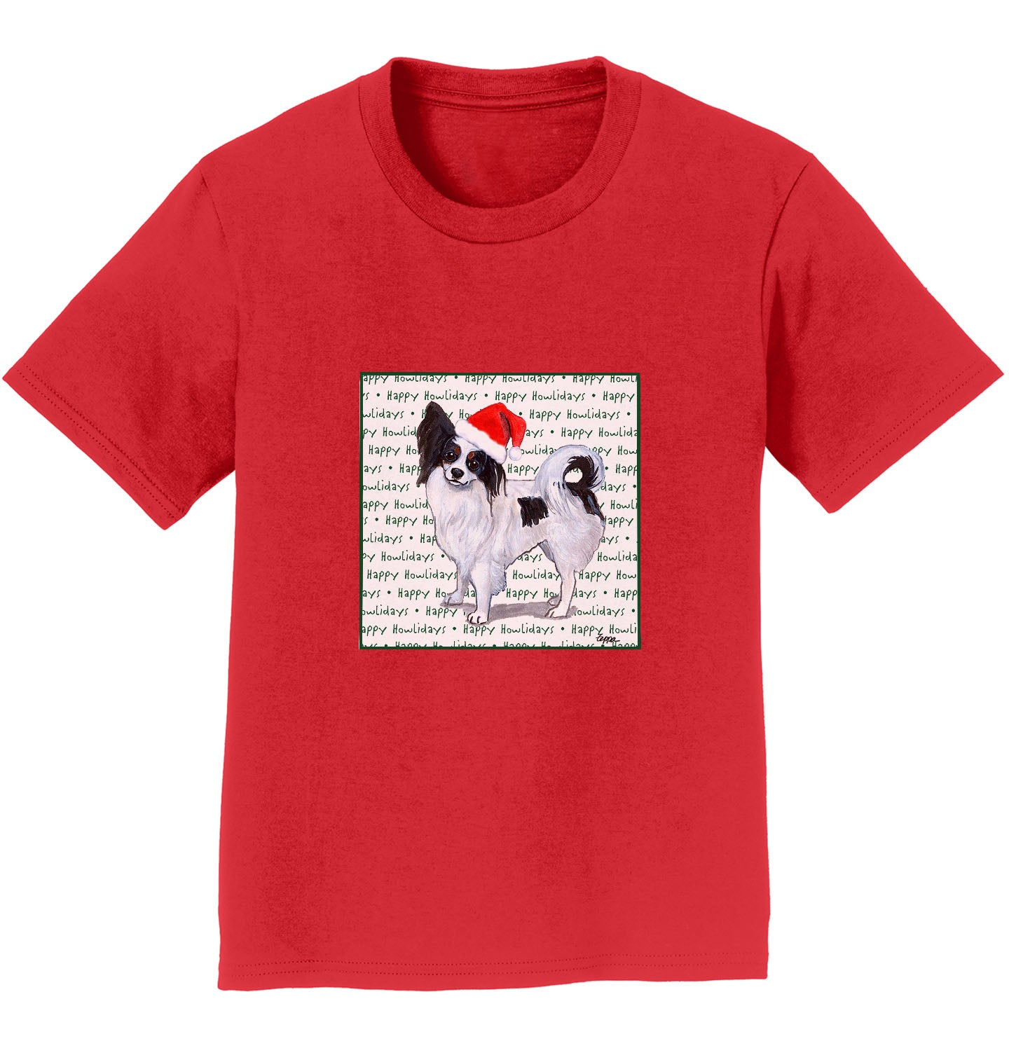 Papillon Happy Howlidays Text - Kids' Unisex T-Shirt