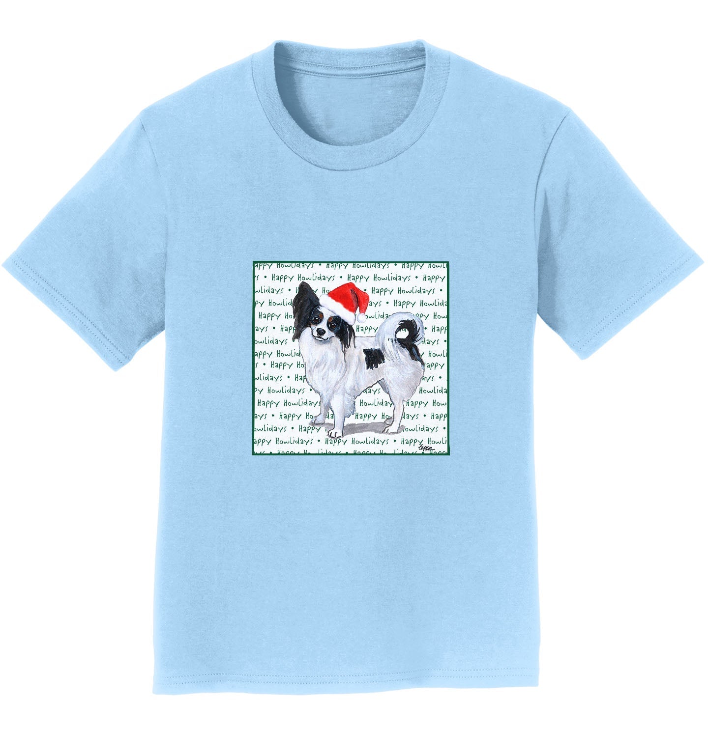 Papillon Happy Howlidays Text - Kids' Unisex T-Shirt