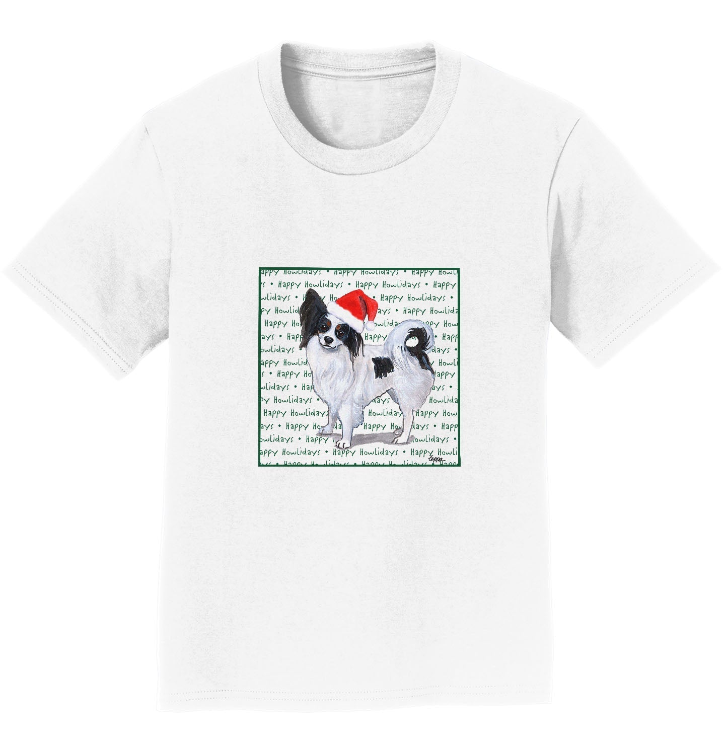 Papillon Happy Howlidays Text - Kids' Unisex T-Shirt