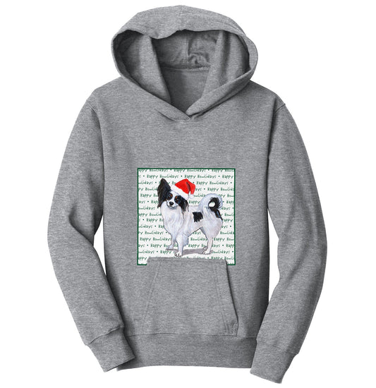Papillon Happy Howlidays Text - Kids' Unisex Hoodie Sweatshirt