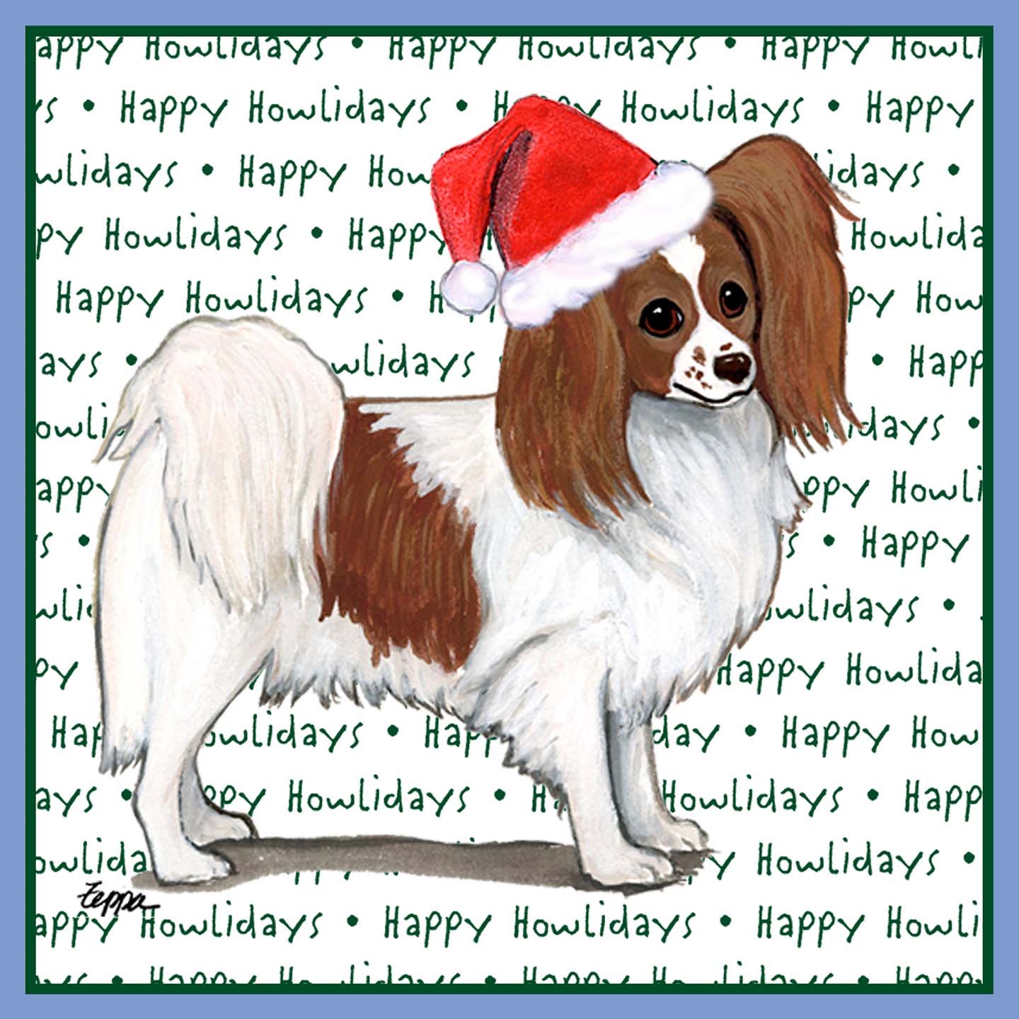 Papillon (Red) Happy Howlidays Text - Women's Tri-Blend T-Shirt
