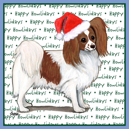 Papillon (Red) Happy Howlidays Text - Women's Tri-Blend T-Shirt