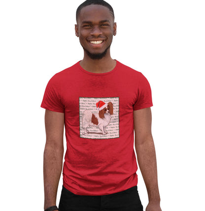 Papillon (Red) Happy Howlidays Text - Adult Unisex T-Shirt