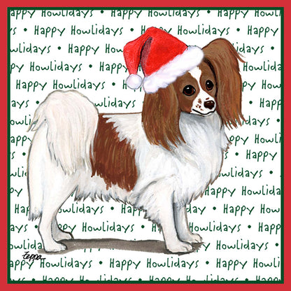 Papillon (Red) Happy Howlidays Text - Kids' Unisex T-Shirt