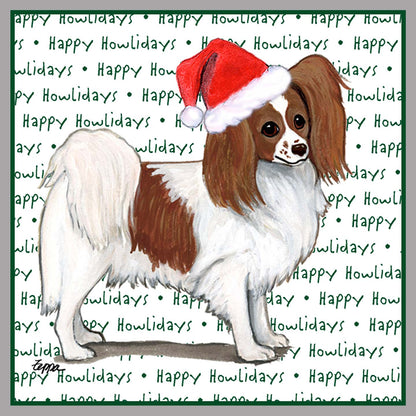 Papillon (Red) Happy Howlidays Text - Kids' Unisex Hoodie Sweatshirt