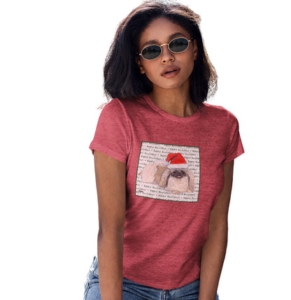 Pekingese Happy Howlidays Text - Women's Tri-Blend T-Shirt