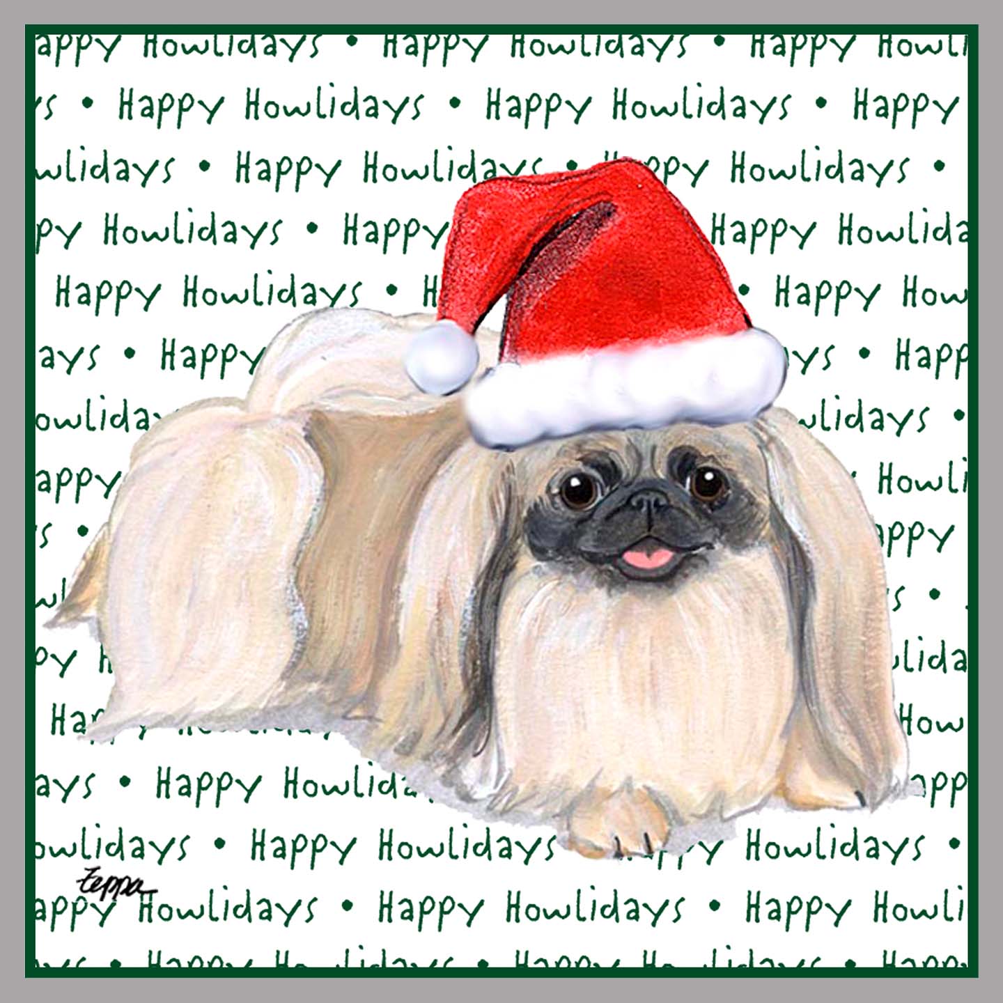 Pekingese Happy Howlidays Text - Women's V-Neck Long Sleeve T-Shirt