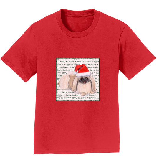Pekingese Happy Howlidays Text - Kids' Unisex T-Shirt