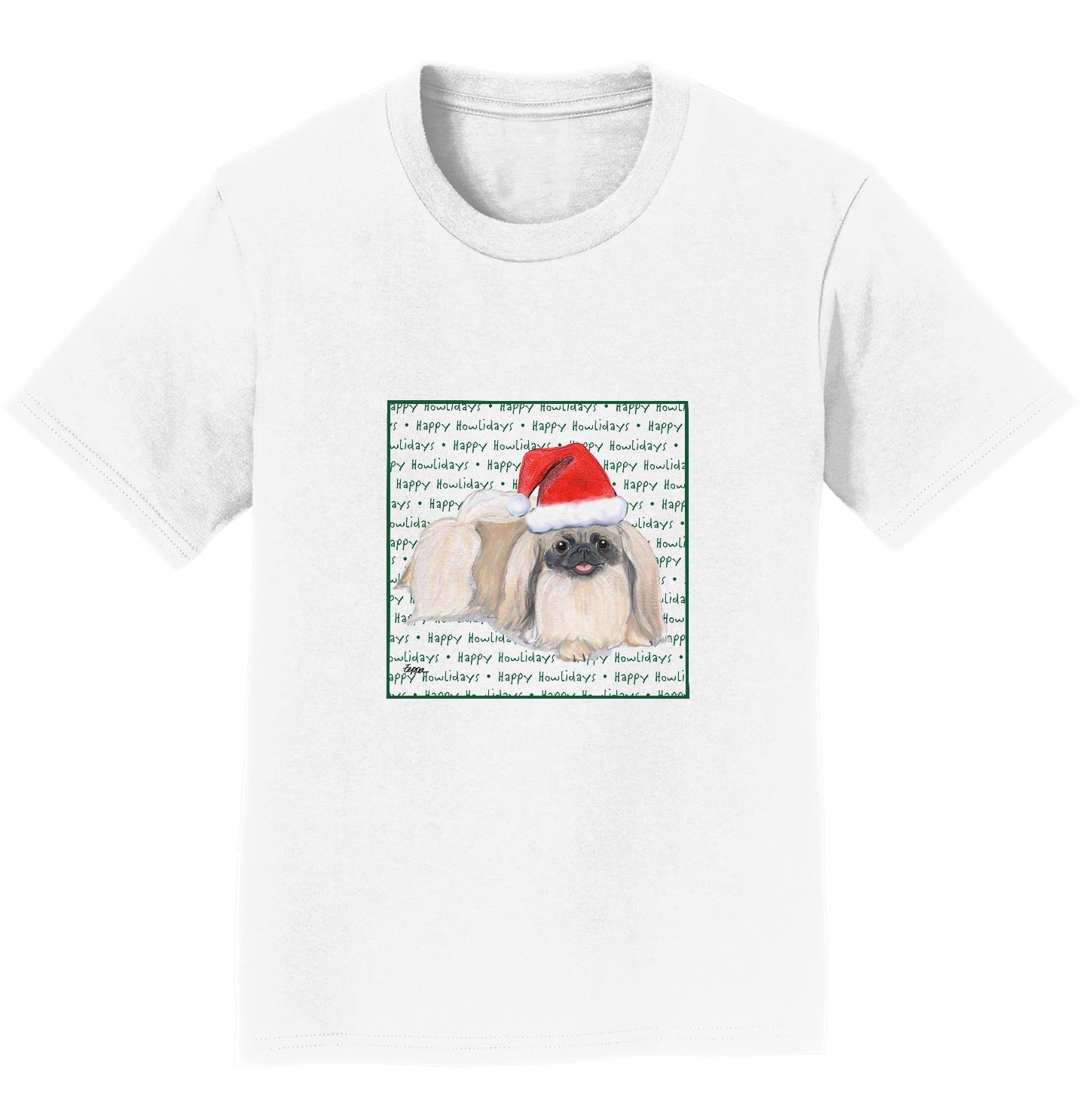 Pekingese Happy Howlidays Text - Kids' Unisex T-Shirt