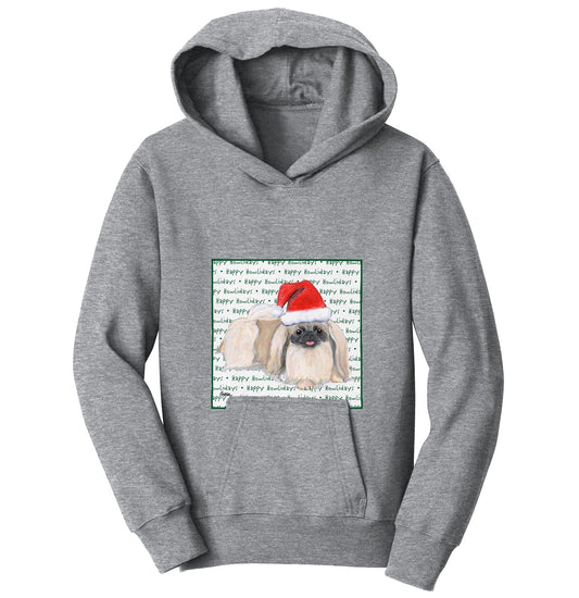 Pekingese Happy Howlidays Text - Kids' Unisex Hoodie Sweatshirt