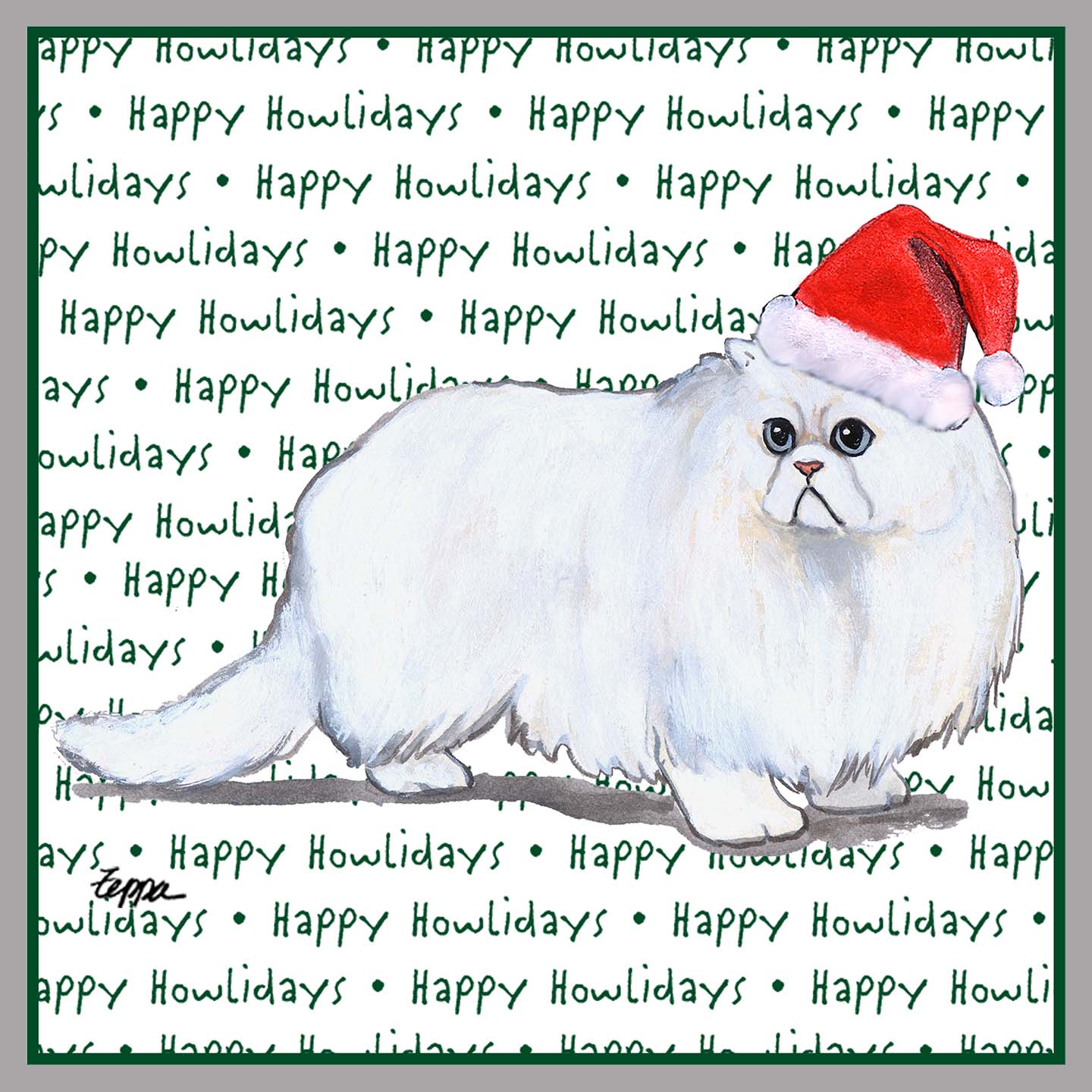 Persian Cat Happy Howlidays Text - Women's V-Neck Long Sleeve T-Shirt