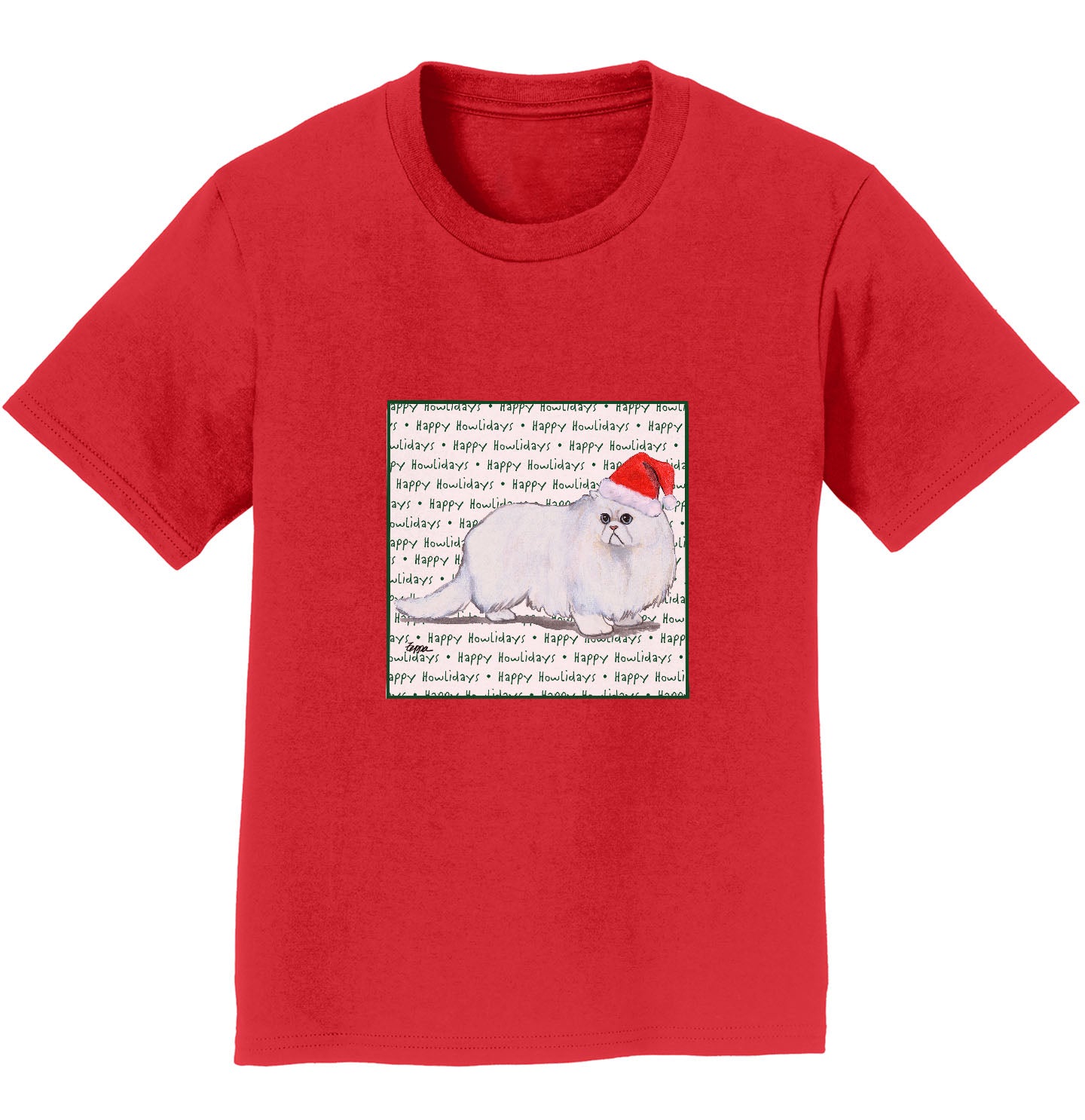 Persian Cat Happy Howlidays Text - Kids' Unisex T-Shirt