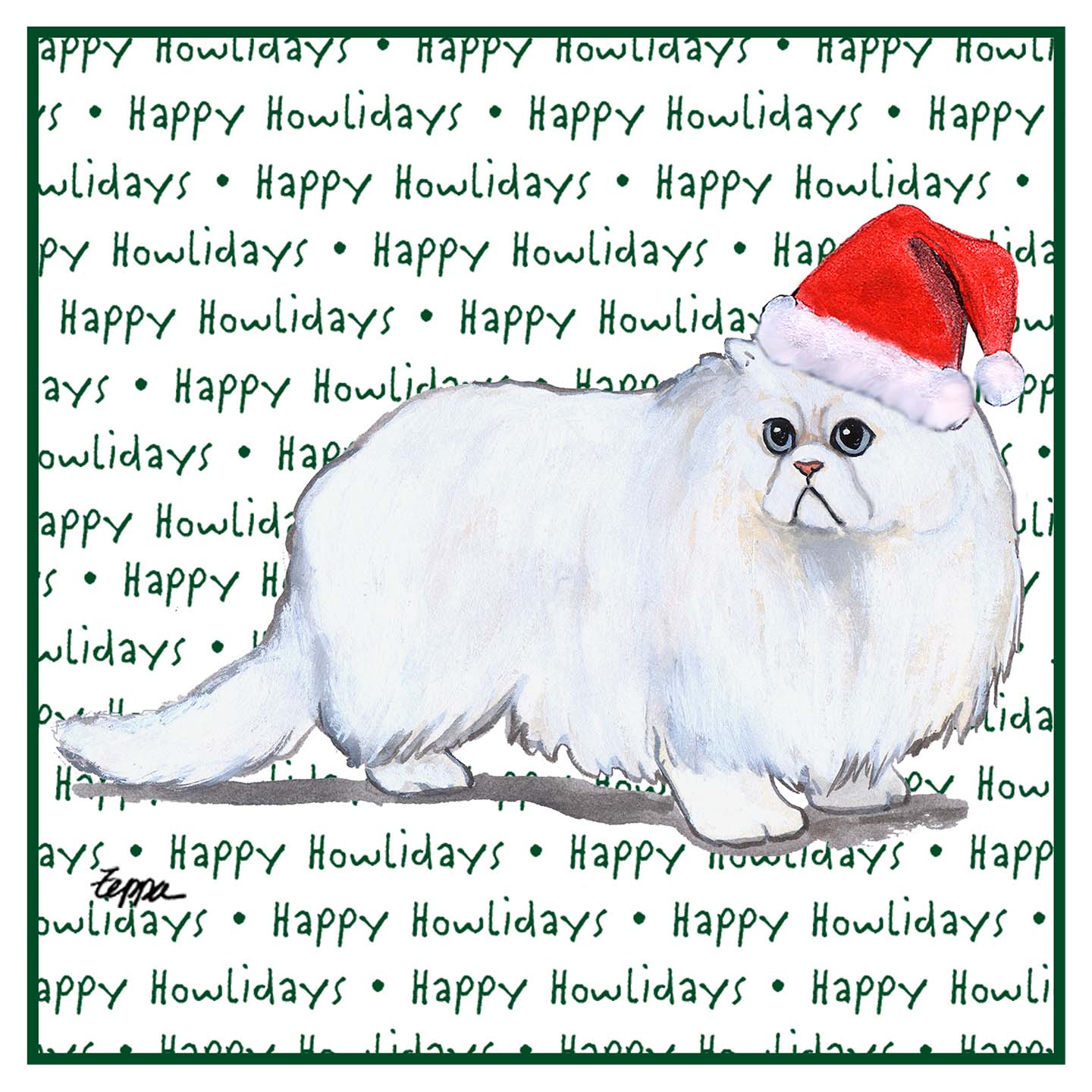 Persian Cat Happy Howlidays Text - Adult Unisex Hoodie Sweatshirt