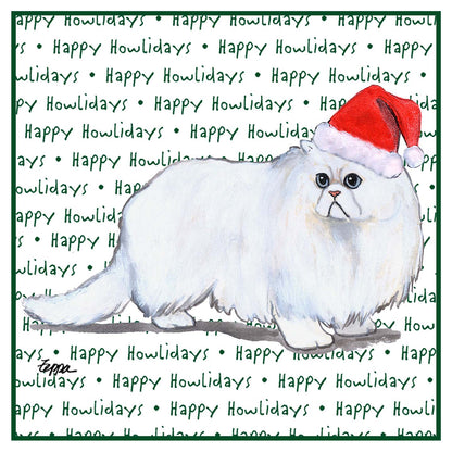 Persian Cat Happy Howlidays Text - Adult Unisex Hoodie Sweatshirt