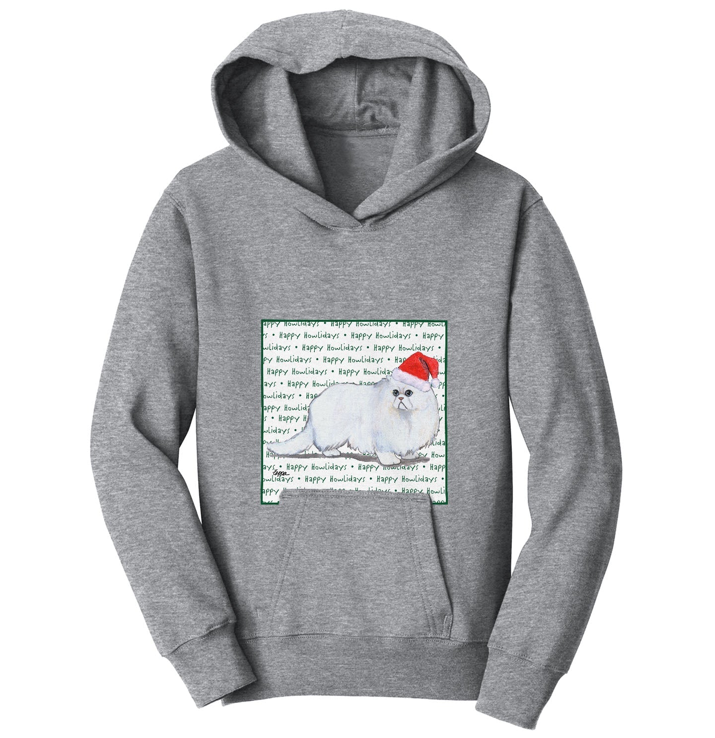Persian Cat Happy Howlidays Text - Kids' Unisex Hoodie Sweatshirt