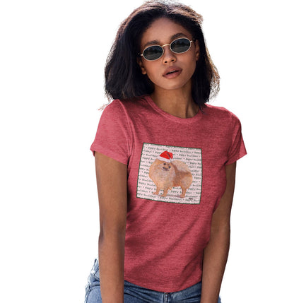 Pomeranian Happy Howlidays Text - Women's Tri-Blend T-Shirt