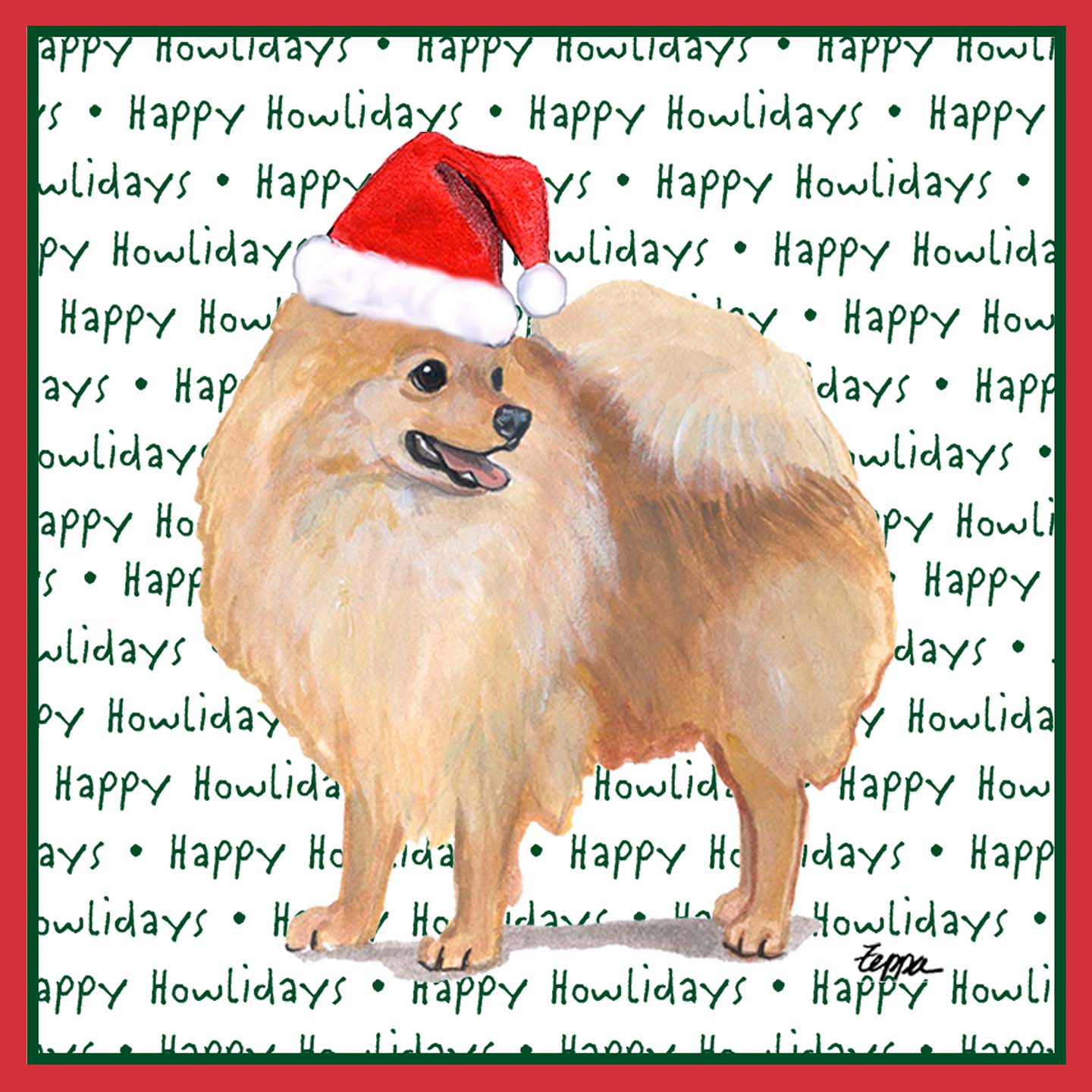 Pomeranian Happy Howlidays Text - Adult Unisex T-Shirt