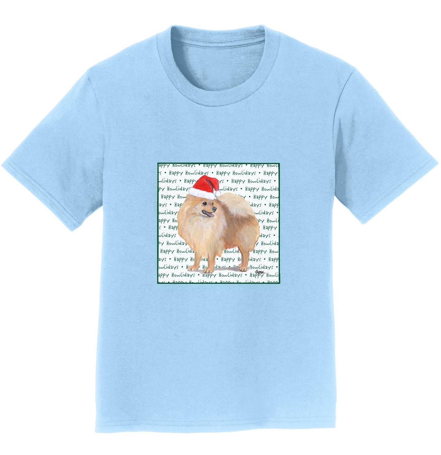 Pomeranian Happy Howlidays Text - Kids' Unisex T-Shirt