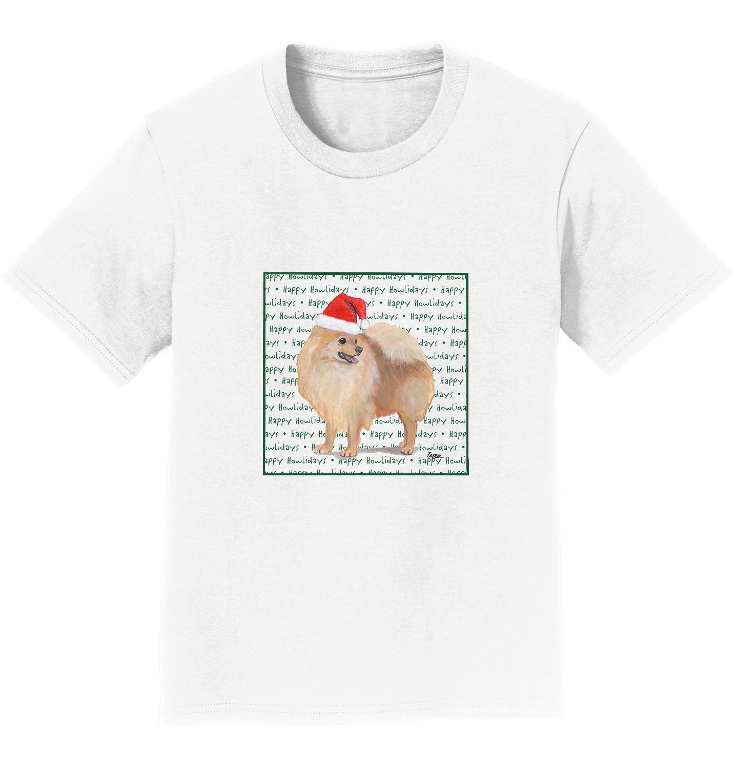 Pomeranian Happy Howlidays Text - Kids' Unisex T-Shirt