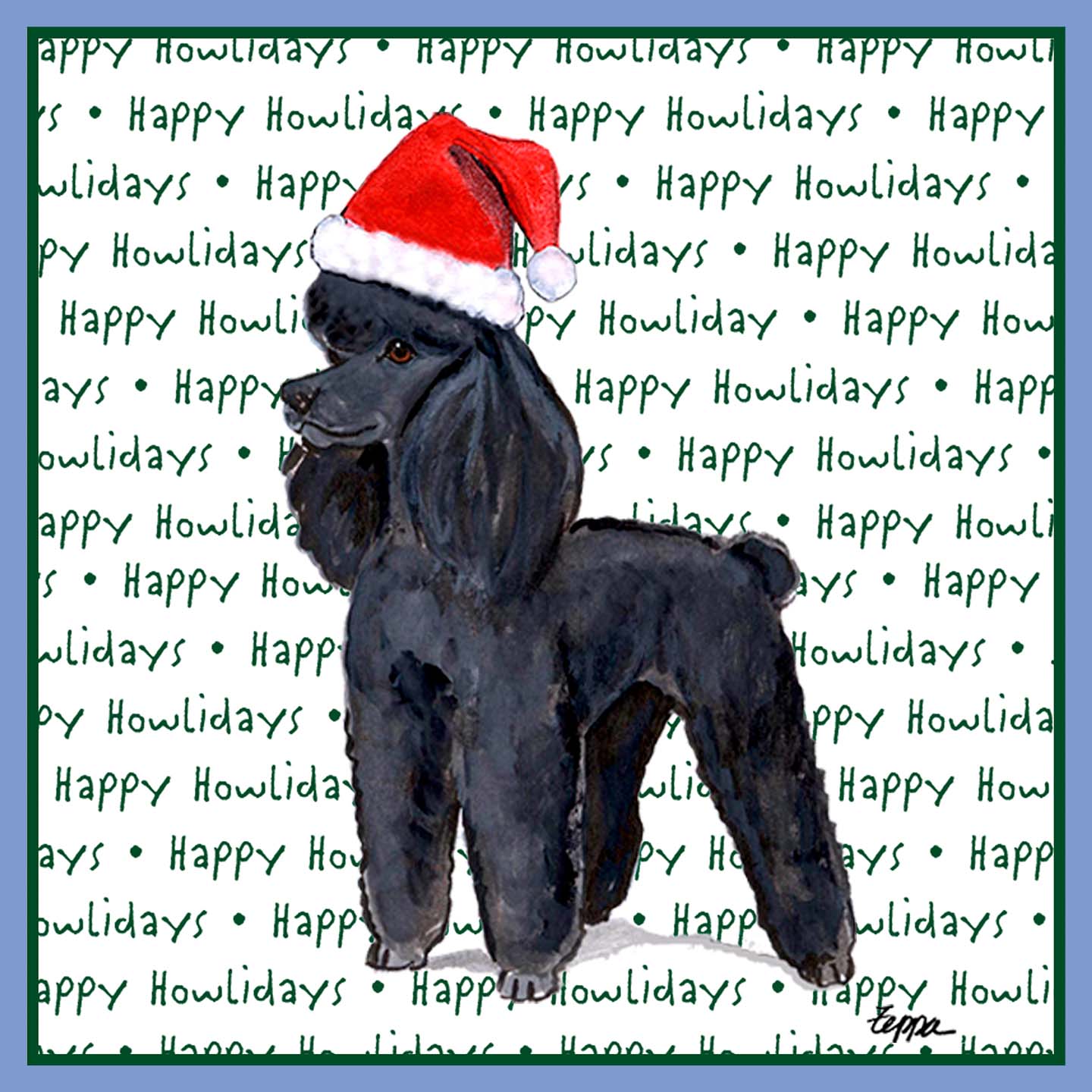 Poodle (Black) Happy Howlidays Text - Women's Tri-Blend T-Shirt