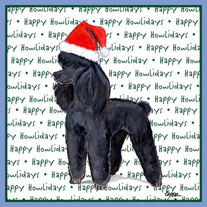 Poodle (Black) Happy Howlidays Text - Women's Tri-Blend T-Shirt
