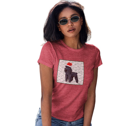 Poodle (Black) Happy Howlidays Text - Women's Tri-Blend T-Shirt