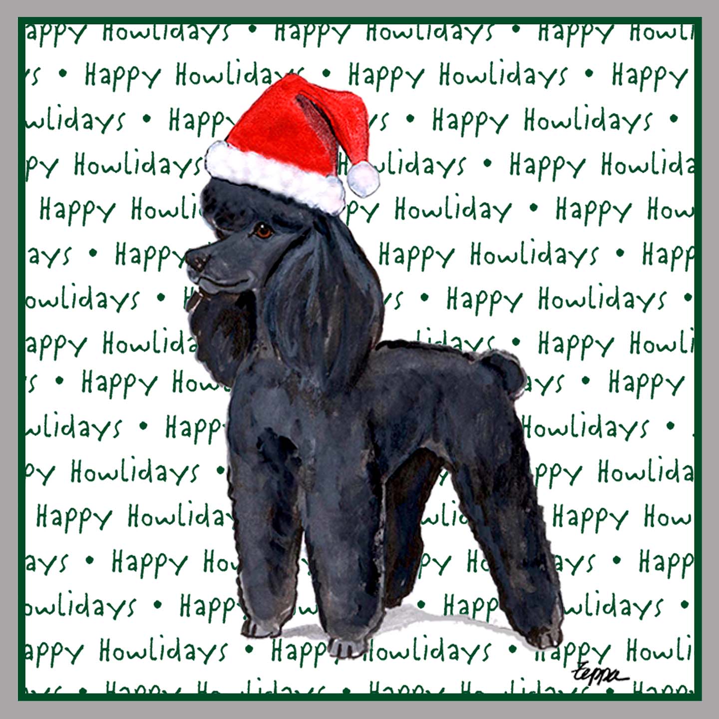 Poodle (Black) Happy Howlidays Text - Women's V-Neck Long Sleeve T-Shirt