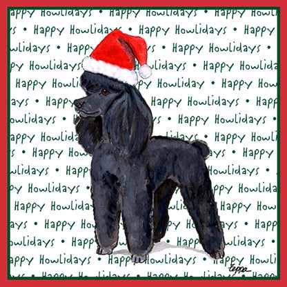 Poodle (Black) Happy Howlidays Text - Adult Unisex T-Shirt