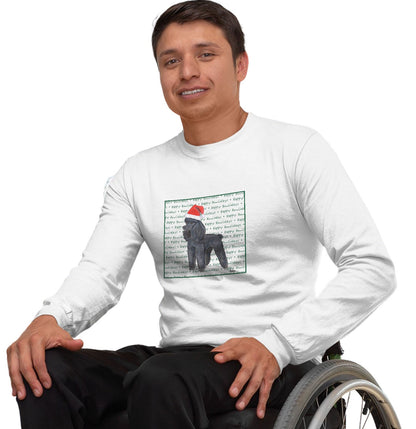 Poodle (Black) Happy Howlidays Text - Adult Unisex Long Sleeve T-Shirt