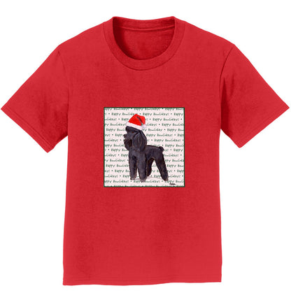 Poodle (Black) Happy Howlidays Text - Kids' Unisex T-Shirt